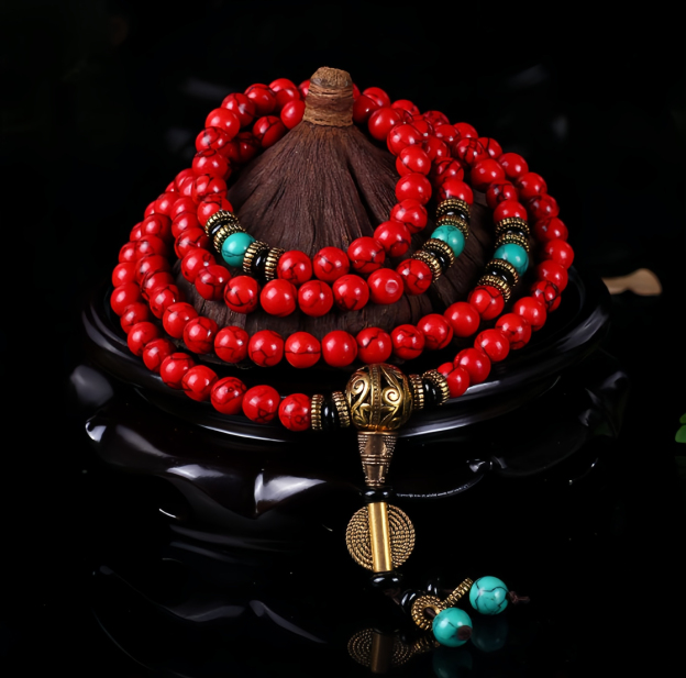 Tibetan Mala Red Turquoise Lucky Necklace Bracelet