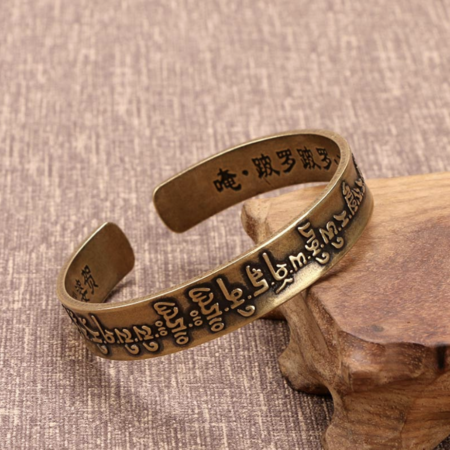 Tibetan Mahāpratisarā mantra in Sanskrit copper brass healing bracelet