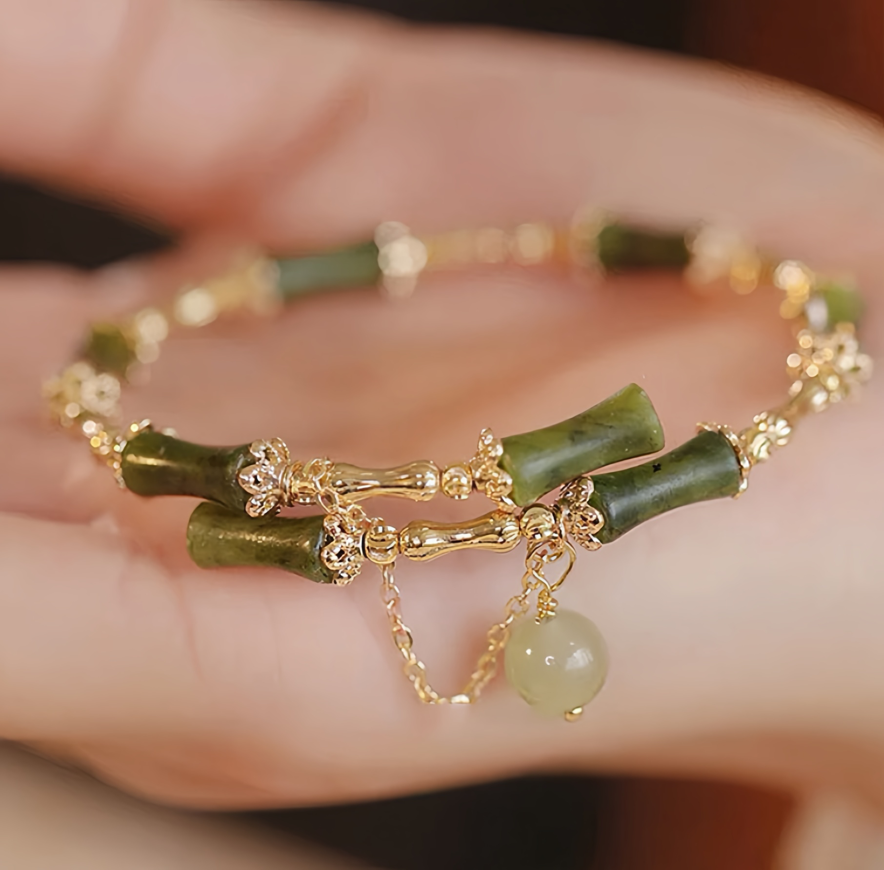 Bamboo Jade Pattern Luck Bracelet Bangle