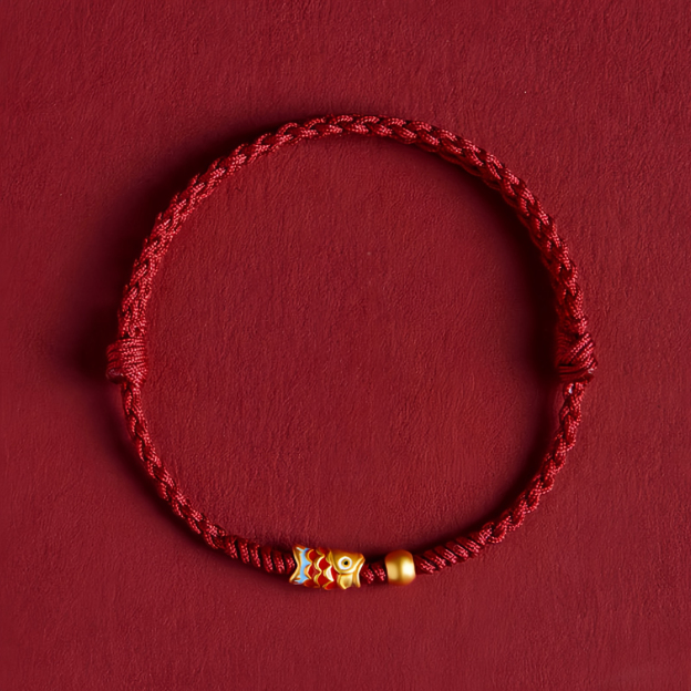 925 Sterling Silver Handmade Koi Fish Wealth and Success Braided Rope Bracelet
