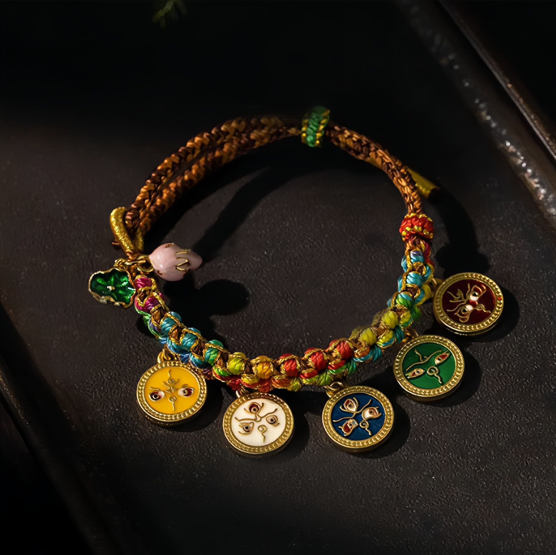 Tibetan Colorful Rope Five God Of Wealth Luck Braid Bracelet