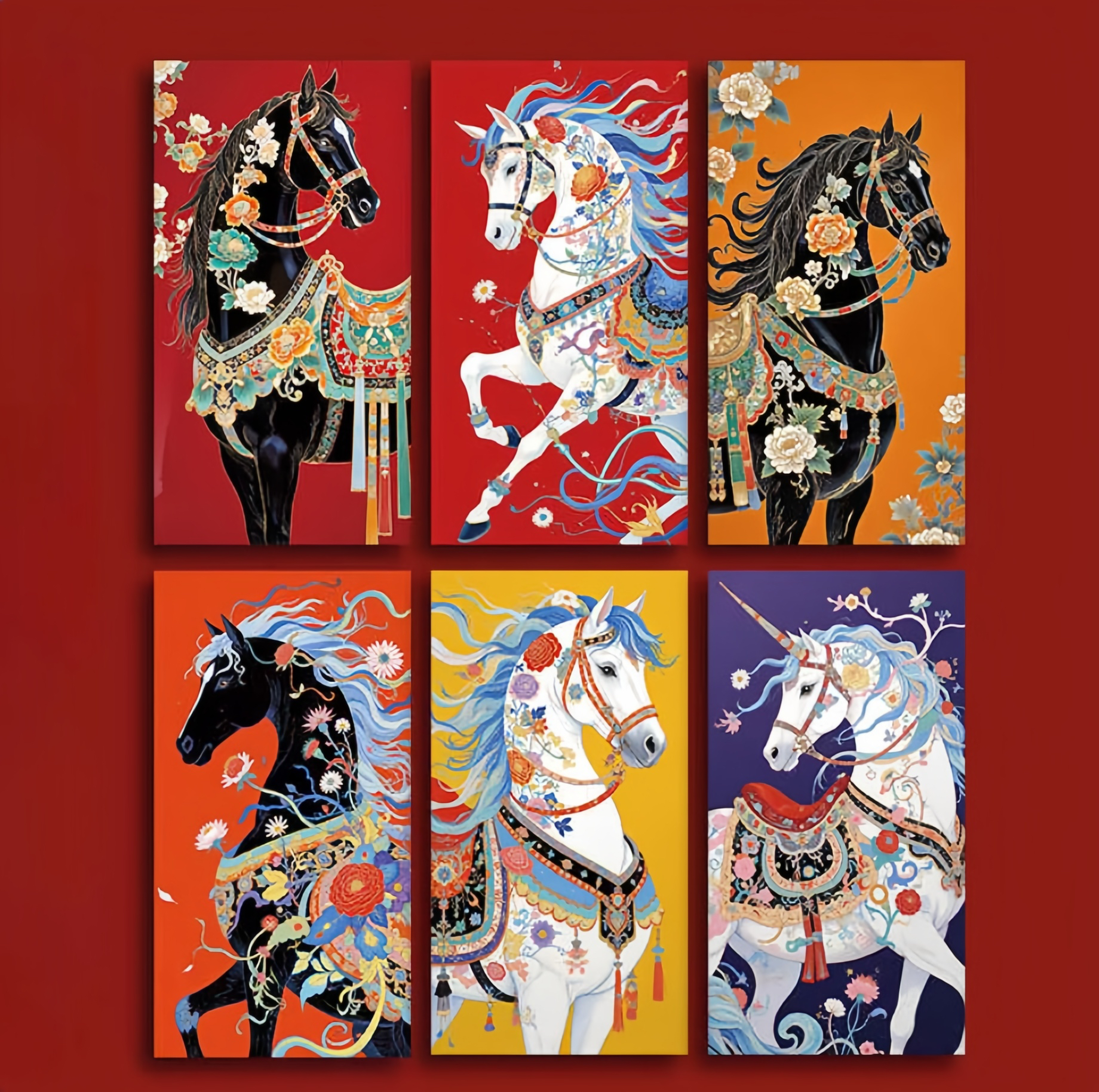 6pcs Colorful Chinese Red Envelope Year Of The Horse 2026 New Year