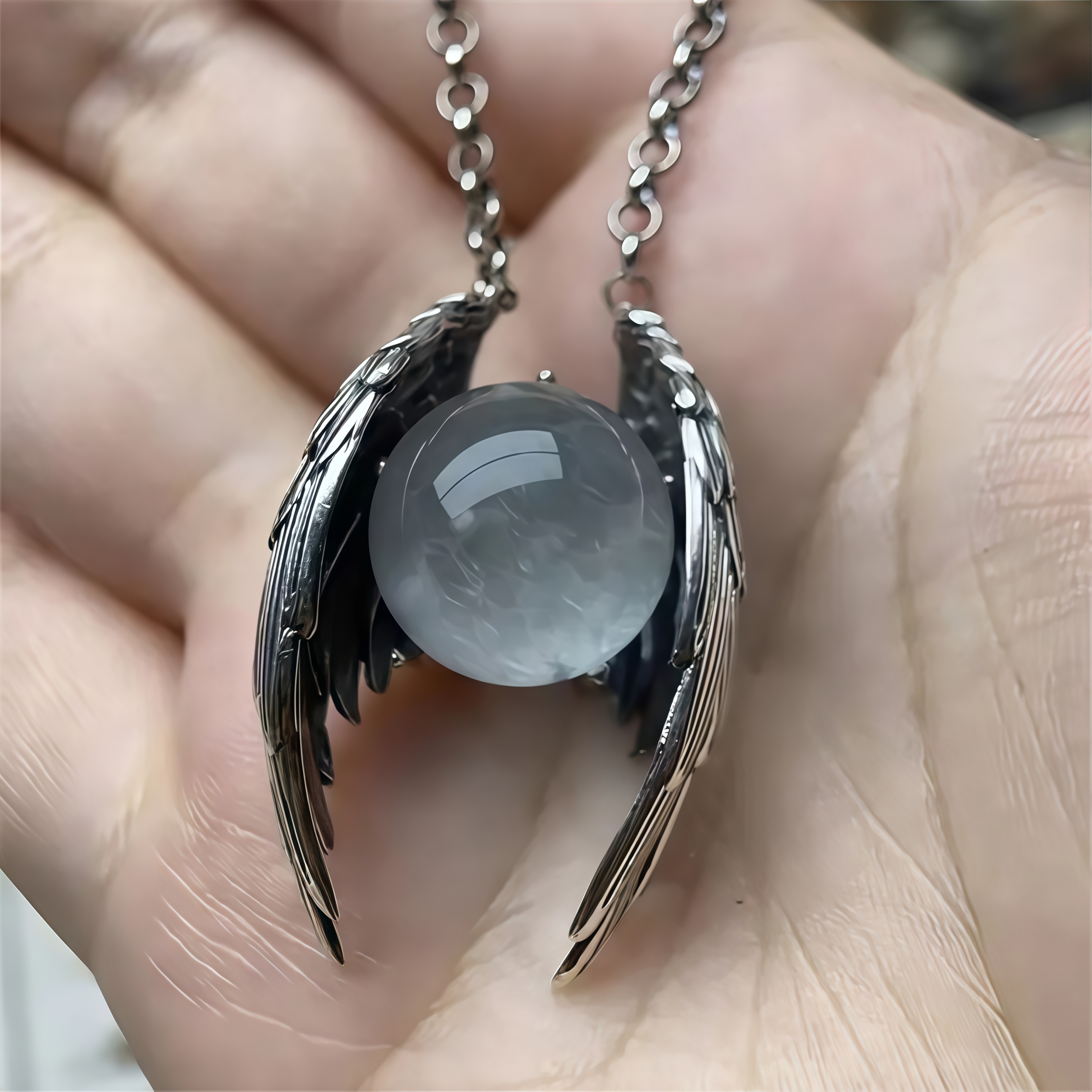 Wings Crystal Pendant Necklace Vintage Gothic Jewelry