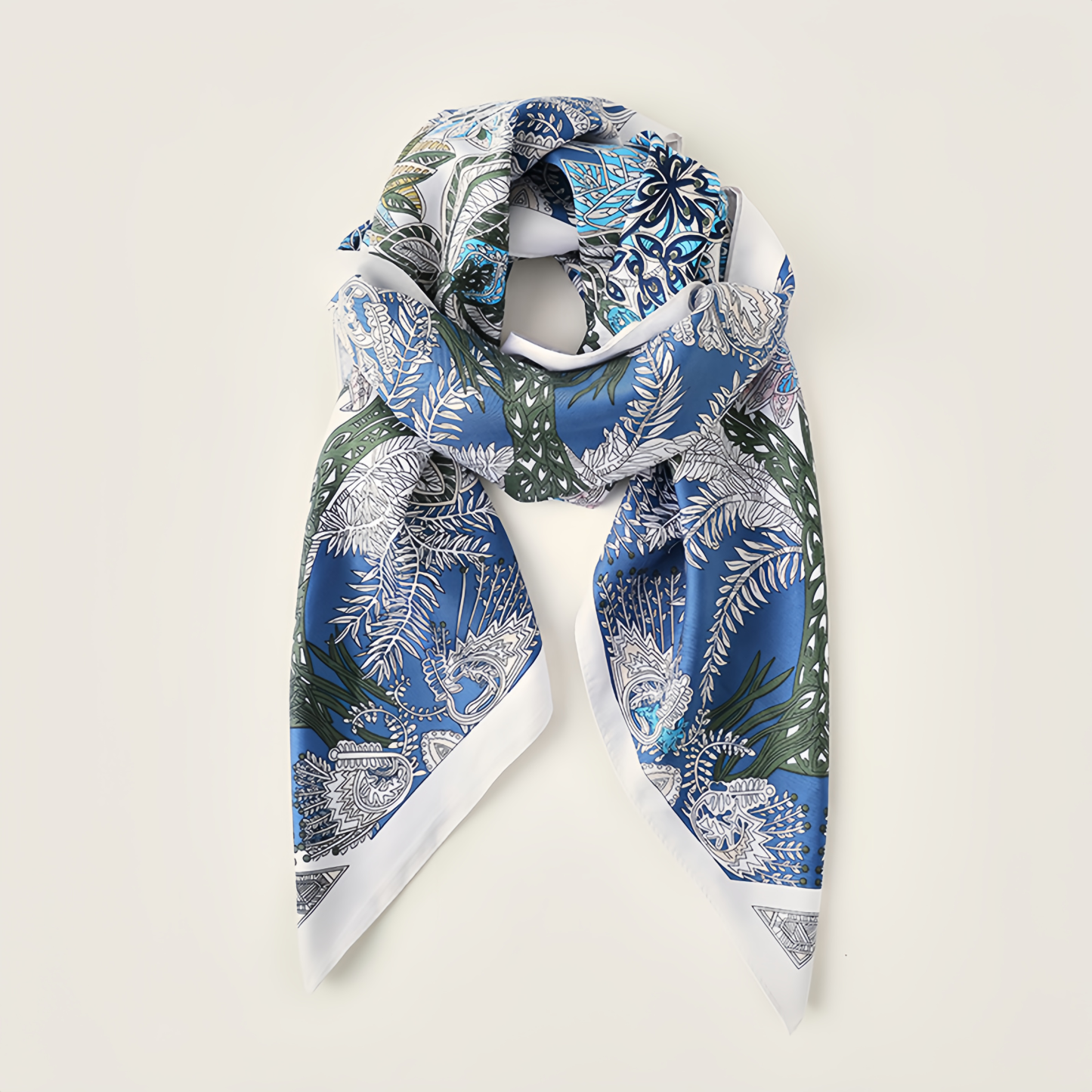 Summer Floral Print Square Scarf - French Vintage Style Chiffon Neck Tie - Breathable Women's Fashion Accessory- EclatDoré