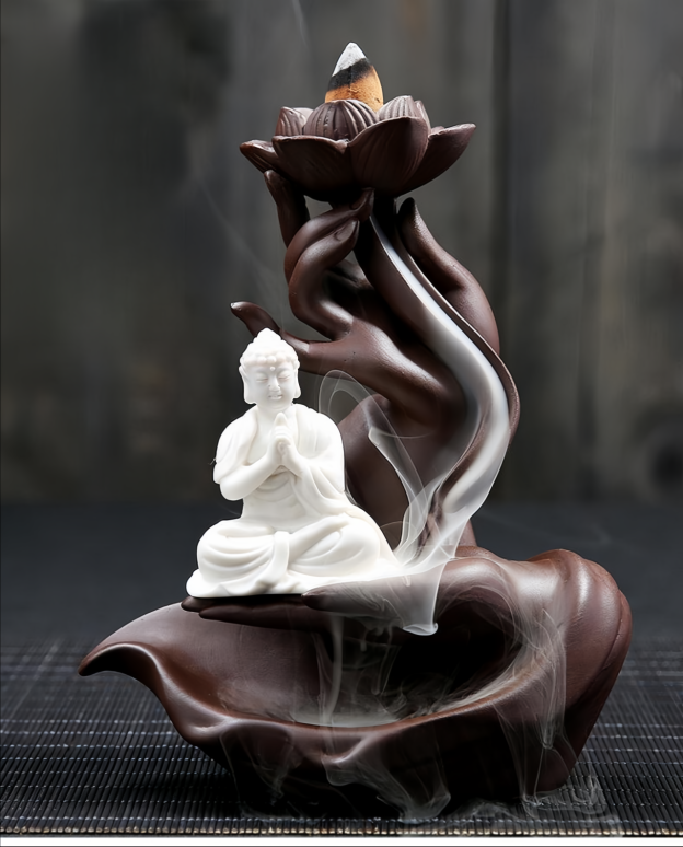 Handcrafted Lotus Buddha Citrus Aromatherapy Incense Burner - Eco-Friendly Zen Meditation Diffuser- EclatDoré