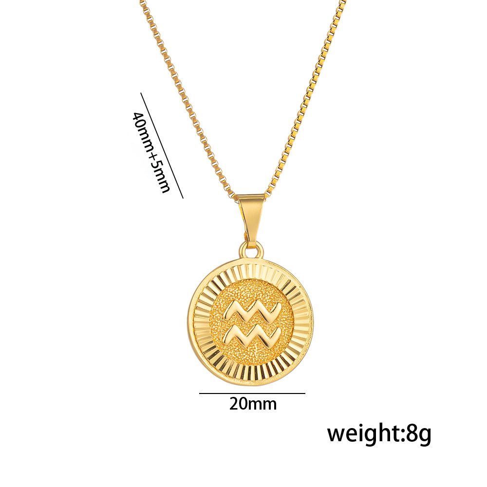 Titanium Steel Zodiac Constellation Letter Energy Protection Necklace