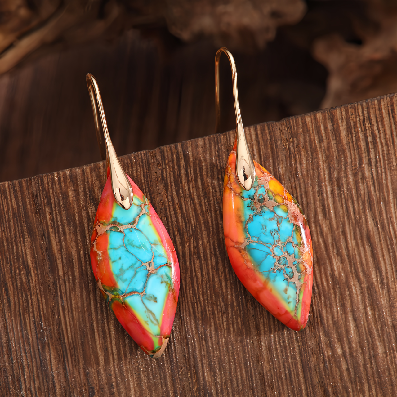 Emperor Stone Healing Crystal Earrings，Handmade Chakra-Balancing Energy Jewelry- EclatDoré