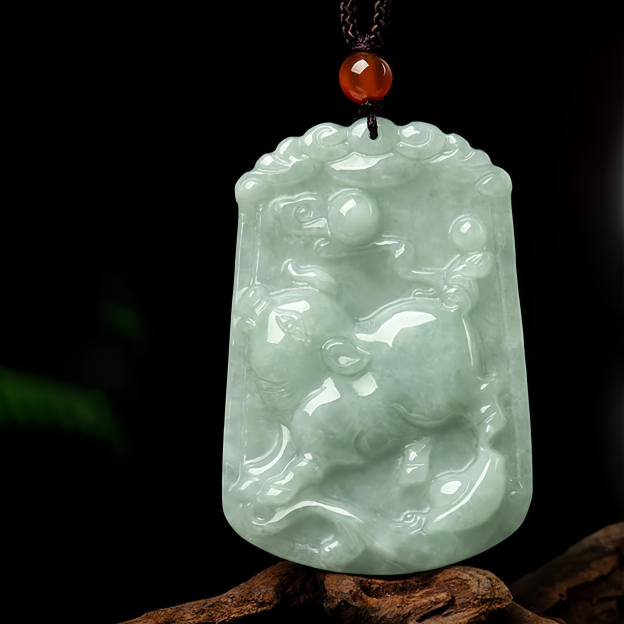 Handmade Natural Jade 12 Chinese Zodiac Abundance Amulet Pendant Necklace- EclatDoré