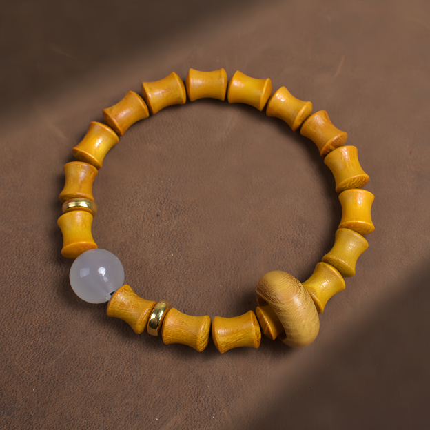 Buddha Beads Sandalwood Bamboo Node & Climbing Higher Design  Bracelet- EclatDoré