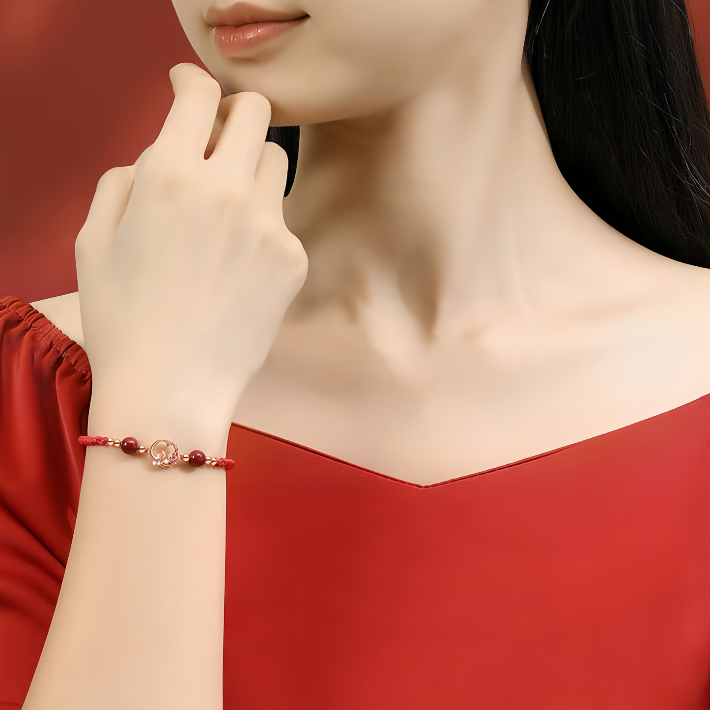 925 Sterling Silver Hetian Jade Cinnabar Koi Fish Year Of  The Snake Protection Braided Bracelet- EclatDoré