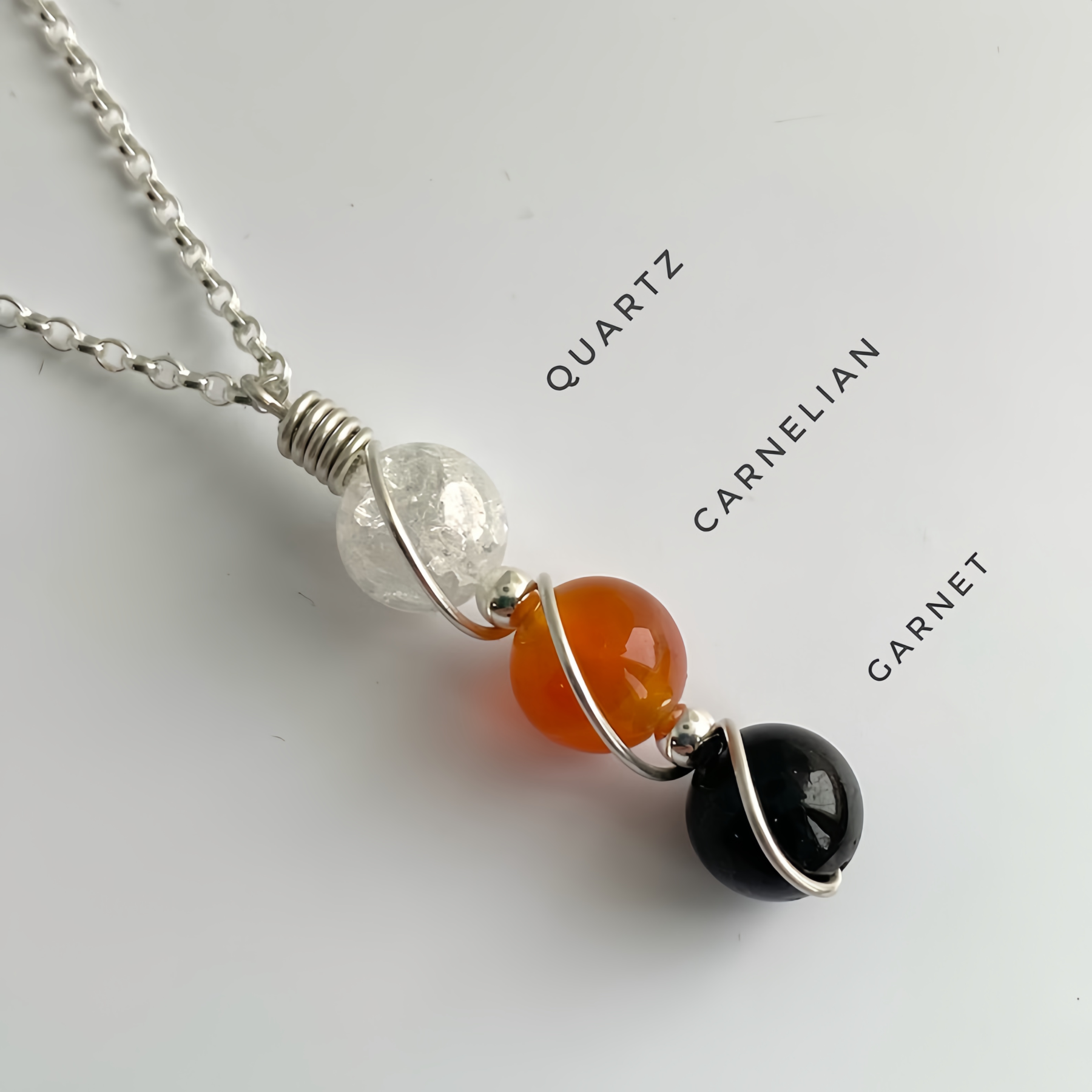 925 Sterling Silver Zodiac Natural Crystal Healing Pendant Necklace with Handwoven Design- EclatDoré