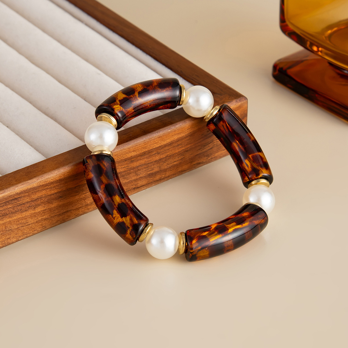 Bamboo Rhythm Flowing Light·Bleu-dyed Curved Pearl Bracelet