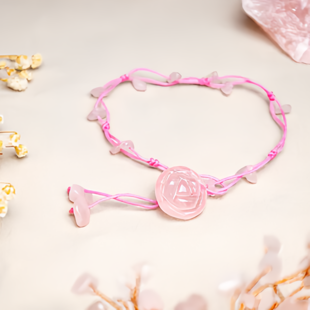 Amethyst Pink Crystal Green Aventurine Rose Inner Peace Healing Anklet- EclatDoré