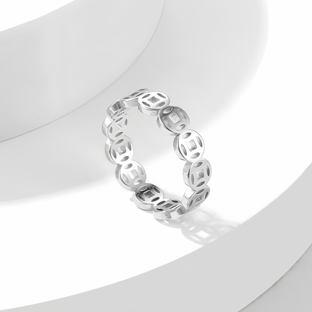 Vintage 18K Gold Plated Lucky Money Coin Ring for  Men & Women - Adjustable Stackable Fortune Attraction Jewelry- EclatDoré