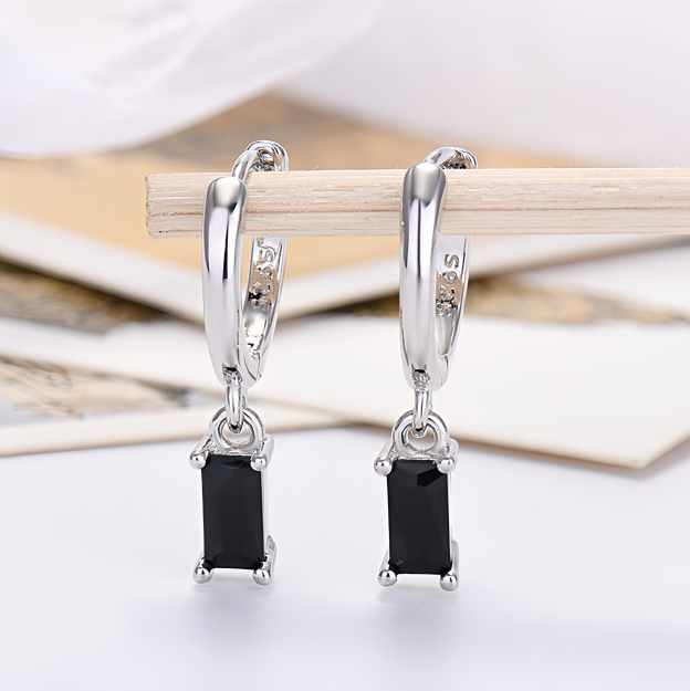 Multicolor Cubic Zirconia Rectangle Earrings - 925 Silver Hypoallergenic Minimalist Elegant Jewelry for Women- EclatDoré
