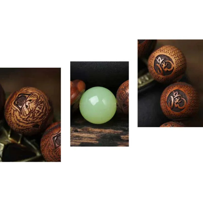 Tibetan Rosewood Engraving Tiger Protection Bracelet