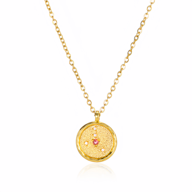 14K Gold Plated Zodiac Star Map Pendant Necklace for All Zodiac Signs – Love Jewelry Gift for Couples- EclatDoré