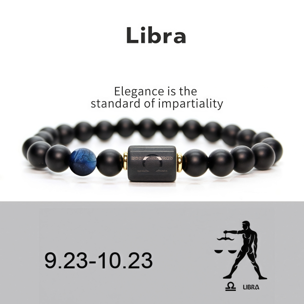 Spiritual Protection 12 Zodiac Signs Black Onyx Guardian Stone Adjustable Stretch Bracelet- EclatDoré