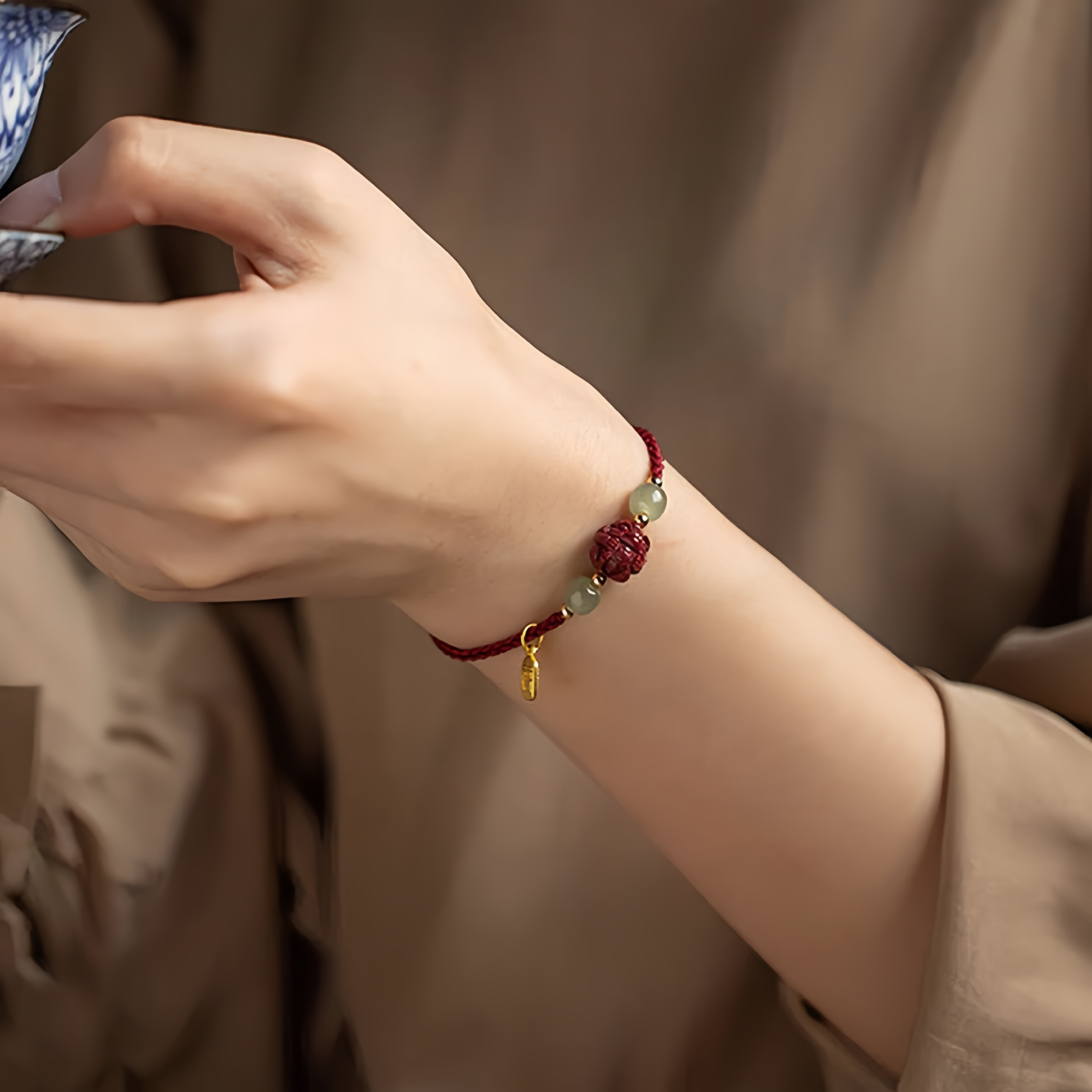 Natural Cinnabar 12 Zodiac Signs Hetian Jade Good Fortune Symbol Lucky Bracelet - Handwoven Charm Jewelry- EclatDoré