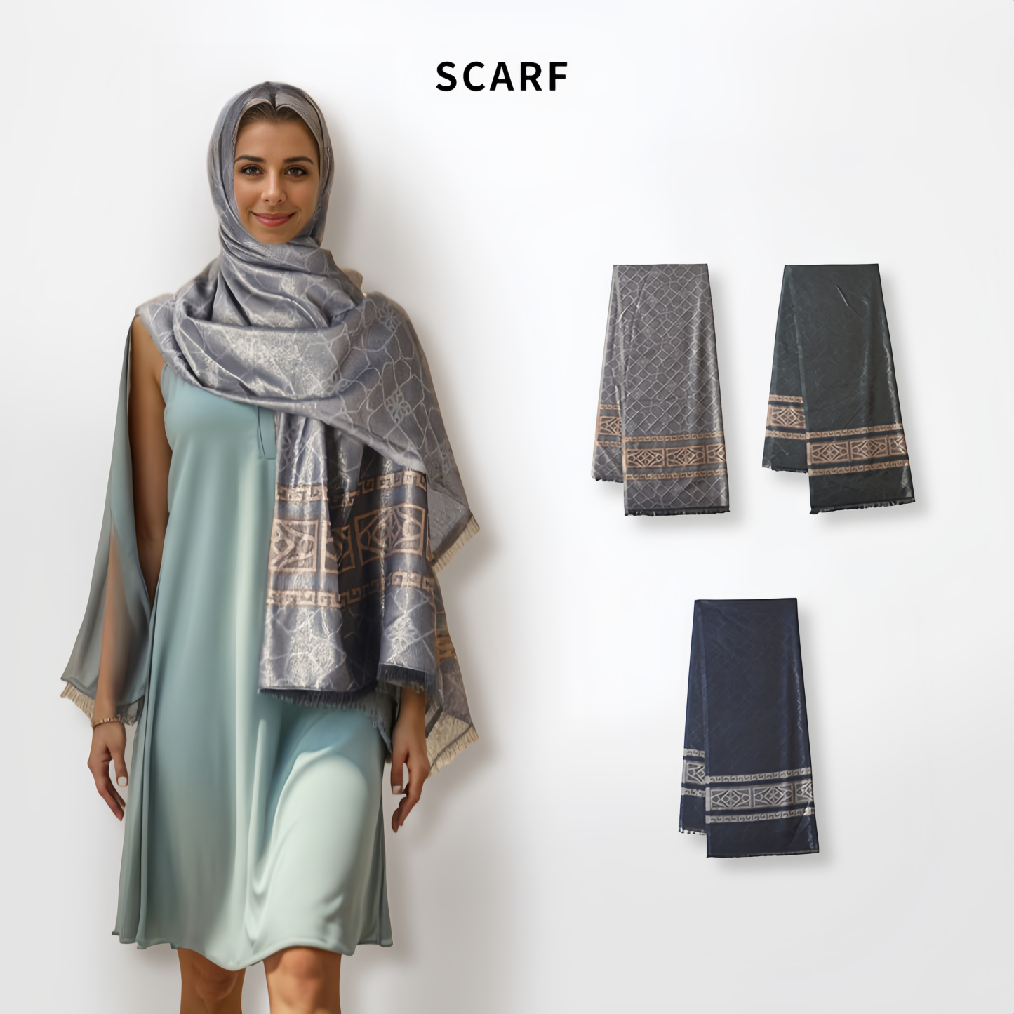 Boho Plaid Scarf - Lightweight UV Protection Silk Shawl for Women, Ethnic Head Cover- EclatDoré