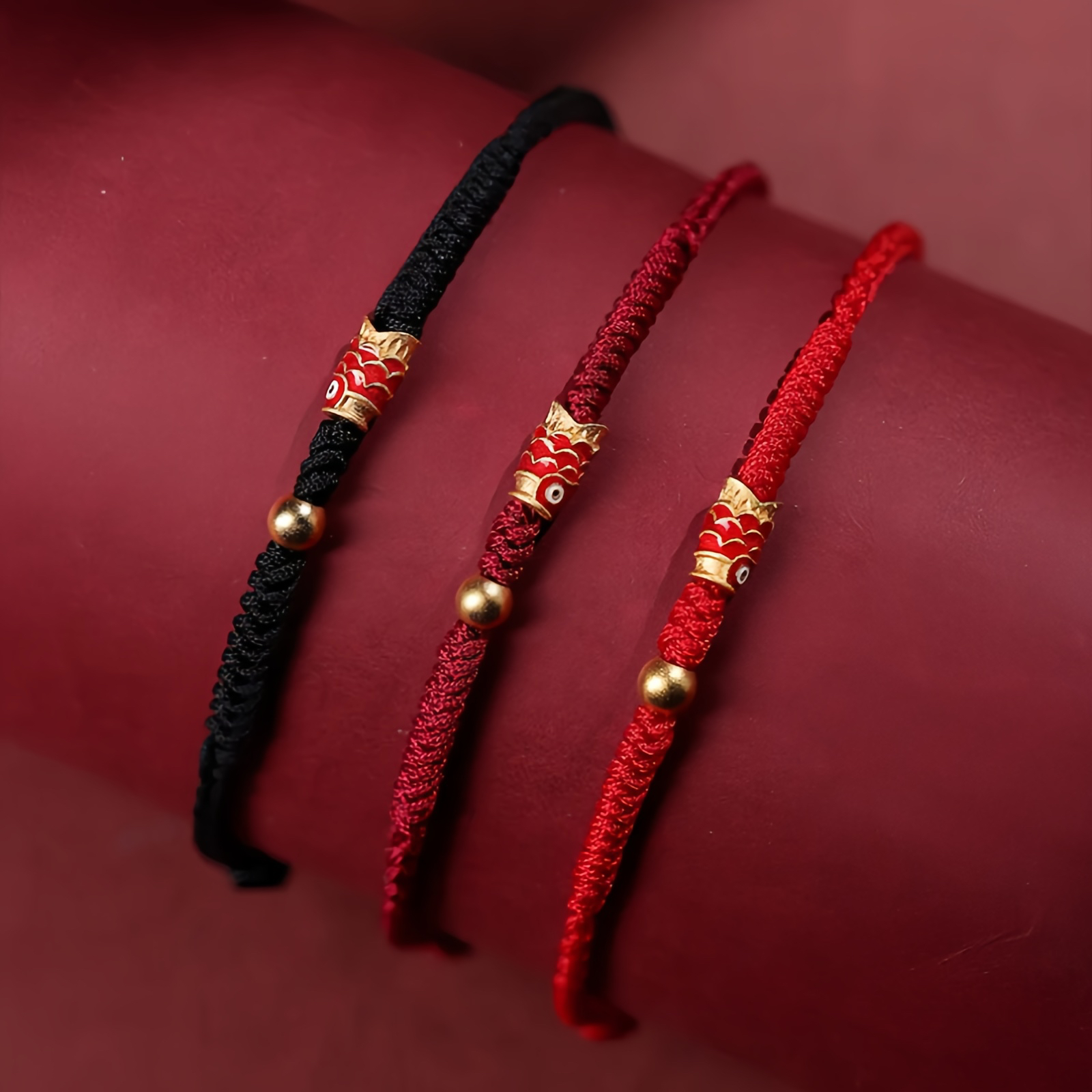 925 Sterling Silver Handmade Koi Fish Wealth and Success Braided Rope Bracelet