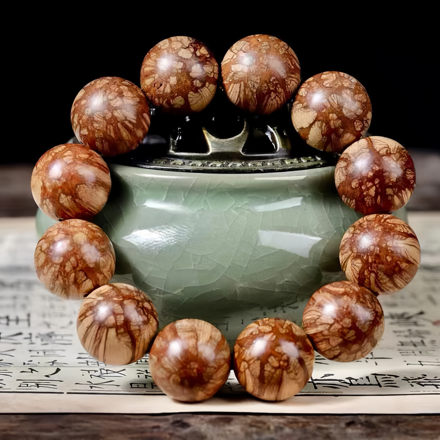 Handmade Plum Blossom Buddhist Beads with Dragon Beard Totem Pendant | Natural Healing Jewelry Trending in 2025- EclatDoré