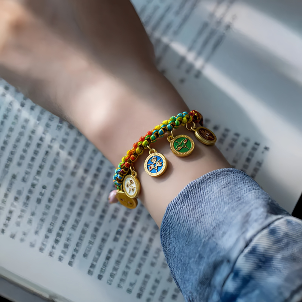 Tibetan Colorful Rope Five God Of Wealth Luck Braid Bracelet