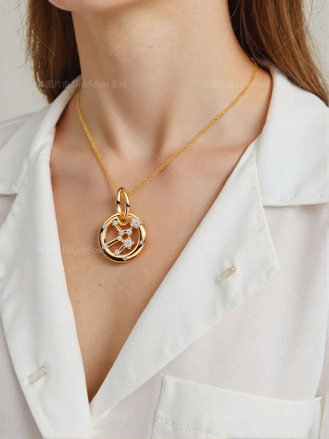 14K Gold-Plated Birthstone Constellations Zirconia Guardian Lucky Pendant Necklace- EclatDoré