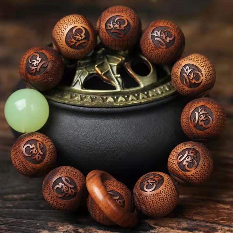 Tibetan Rosewood Engraving Tiger Protection Bracelet
