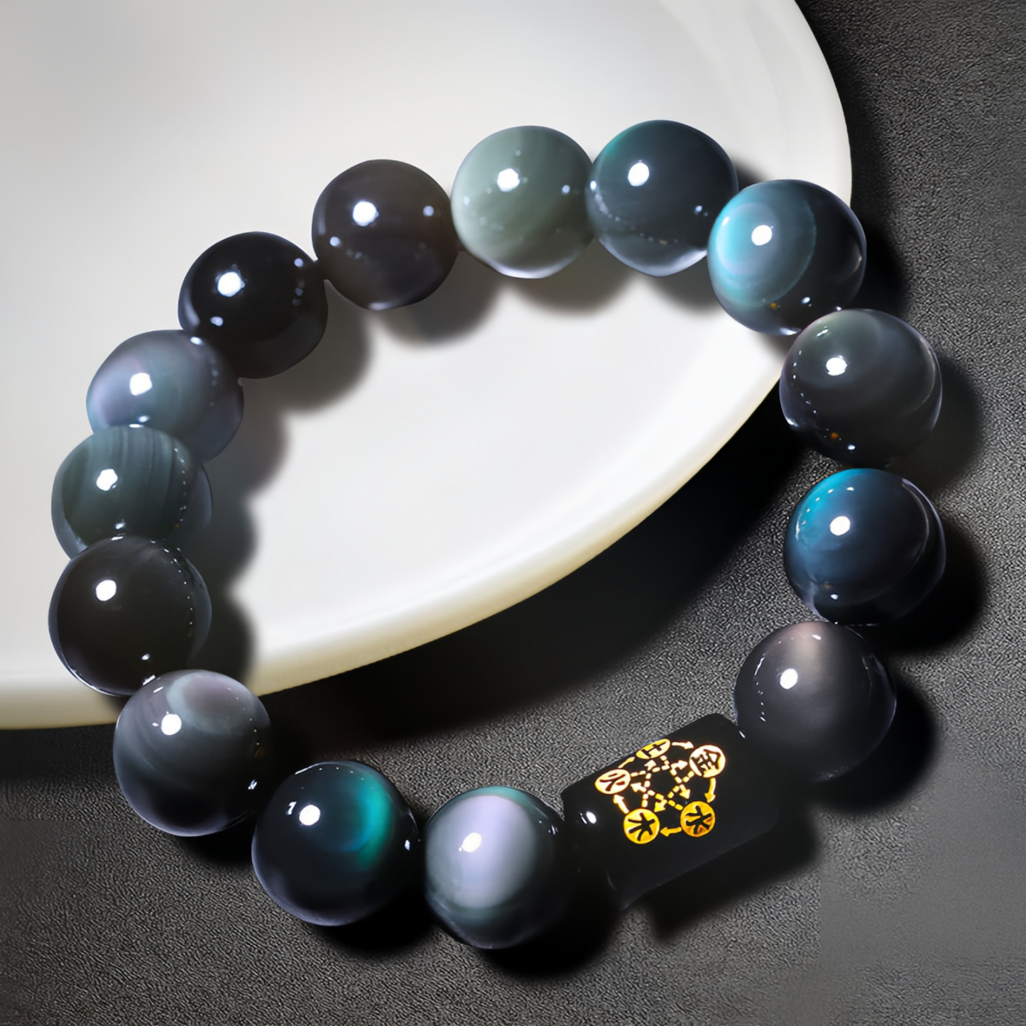 Natural Rainbow Obsidian Positive Transformation Bracelet