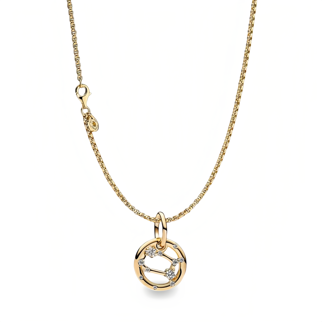 14K Gold-Plated Birthstone Constellations Zirconia Guardian Lucky Pendant Necklace- EclatDoré