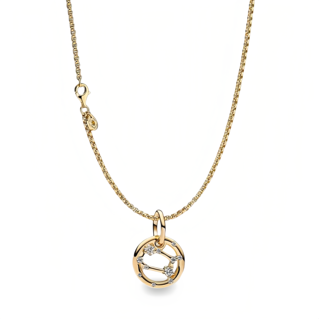 14K Gold-Plated Birthstone Constellations Zirconia Guardian Lucky Pendant Necklace- EclatDoré