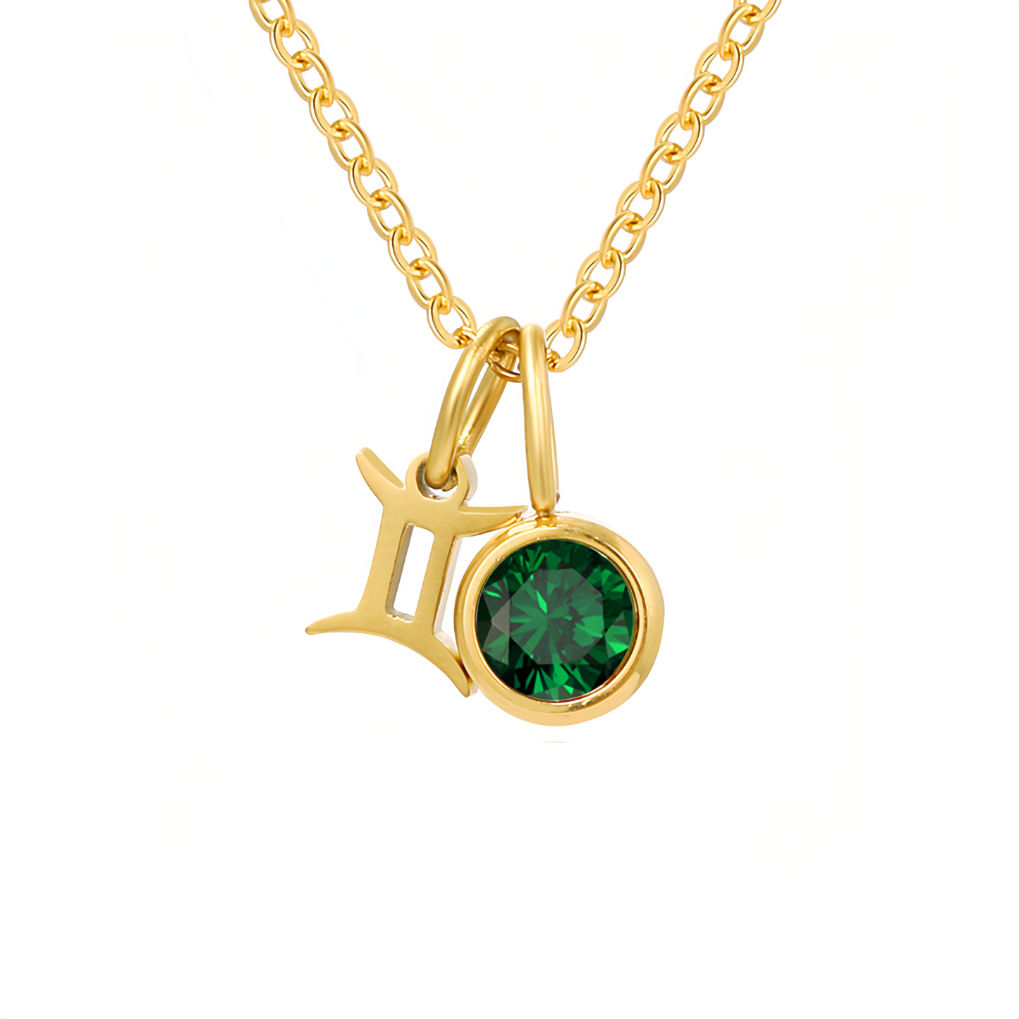 14K Gold Vermeil Zodiac Colorful Crystal Birthstone Protector Pendant Necklace- EclatDoré