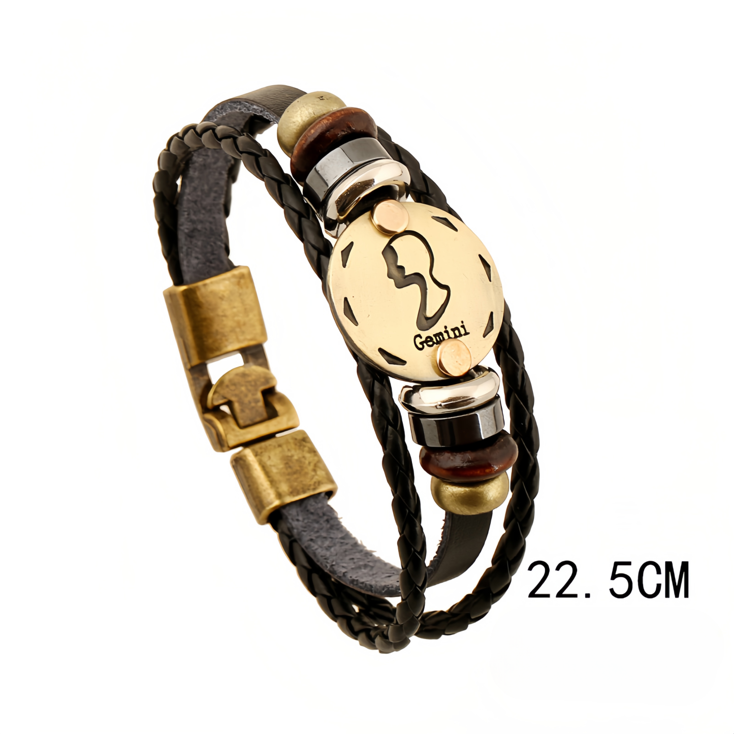 12 Zodiac Signs Handmade Leather Couple Bracelet with Hematite Totem Stone - Mystical Love Jewelry for 2025- EclatDoré