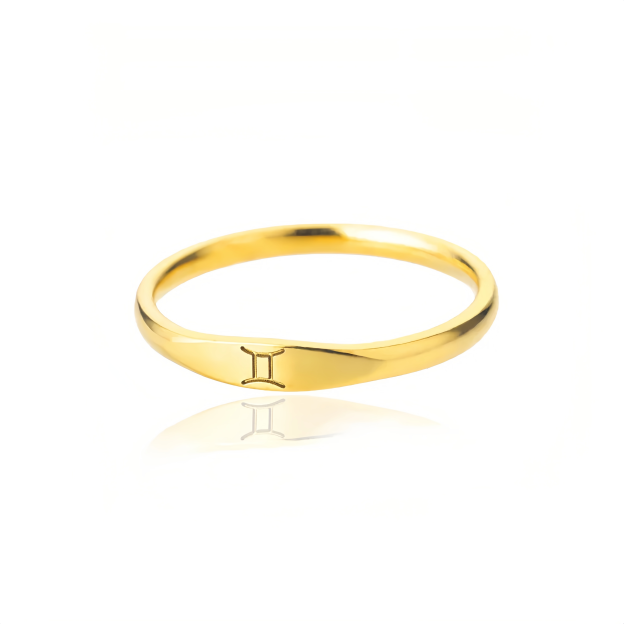 14K Gold Plated Stainless Steel Zodiac Ring - Perfect Golden Astrology Jewelry Gift for Star Lovers- EclatDoré