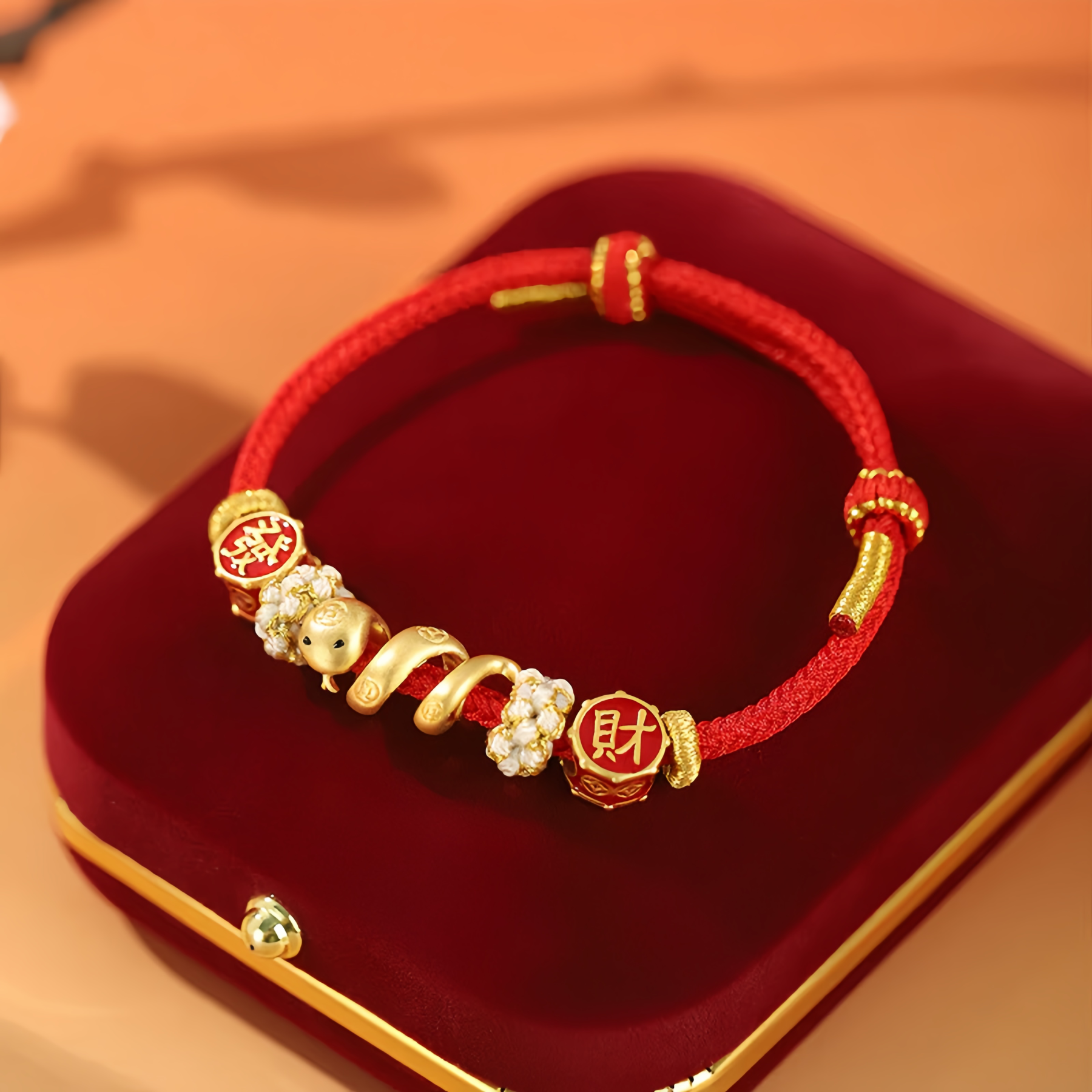 925 Sterling Silver Year Of The Snake Golden Snake Luck  Prosperous Bracelet Necklace Pendant- EclatDoré