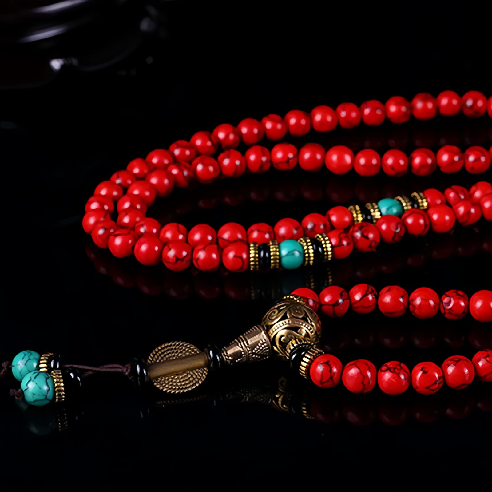 Tibetan Mala Red Turquoise Lucky Necklace Bracelet