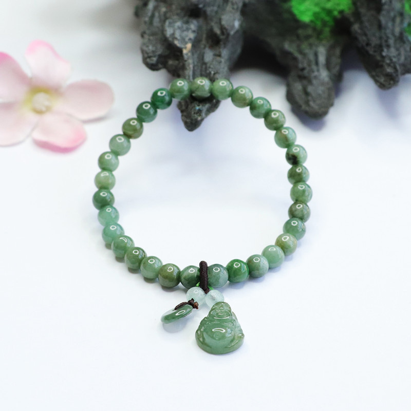 Laughing Buddha Cyan Jade Healing Bracelet- EclatDoré