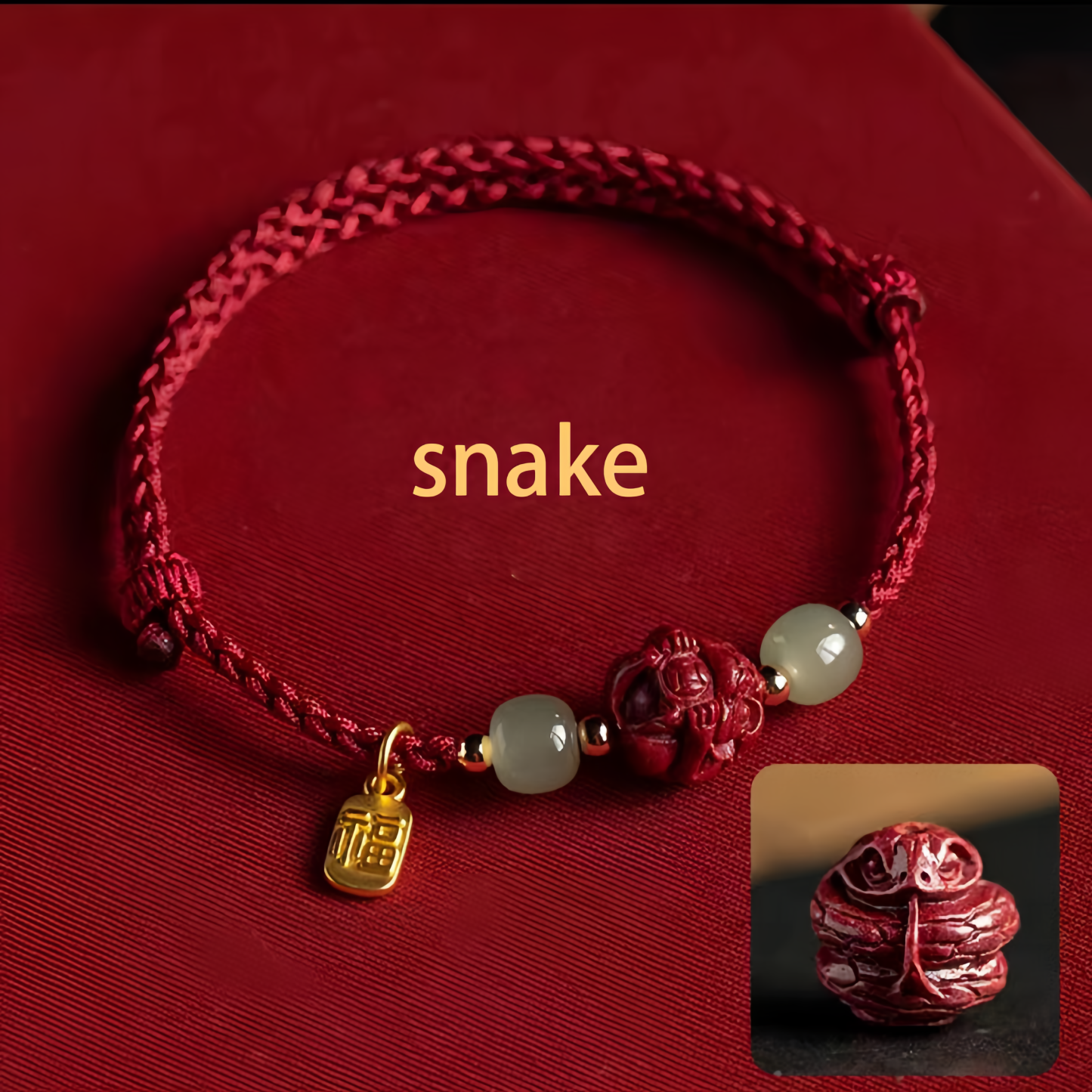 Natural Cinnabar 12 Zodiac Signs Hetian Jade Good Fortune Symbol Lucky Bracelet - Handwoven Charm Jewelry- EclatDoré