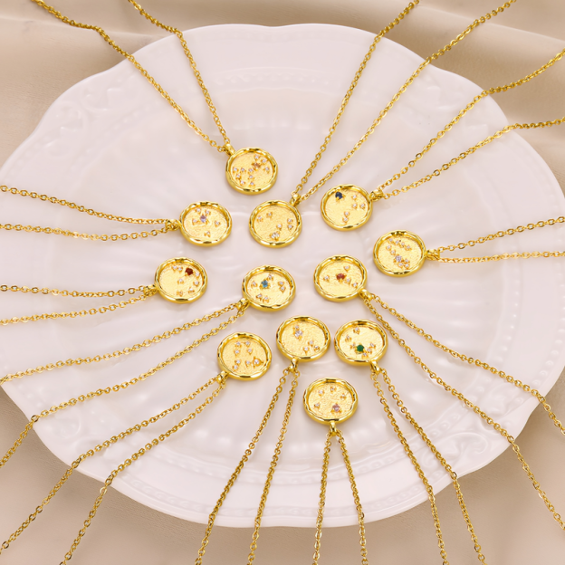 14K Gold Plated Zodiac Star Map Pendant Necklace for All Zodiac Signs – Love Jewelry Gift for Couples- EclatDoré