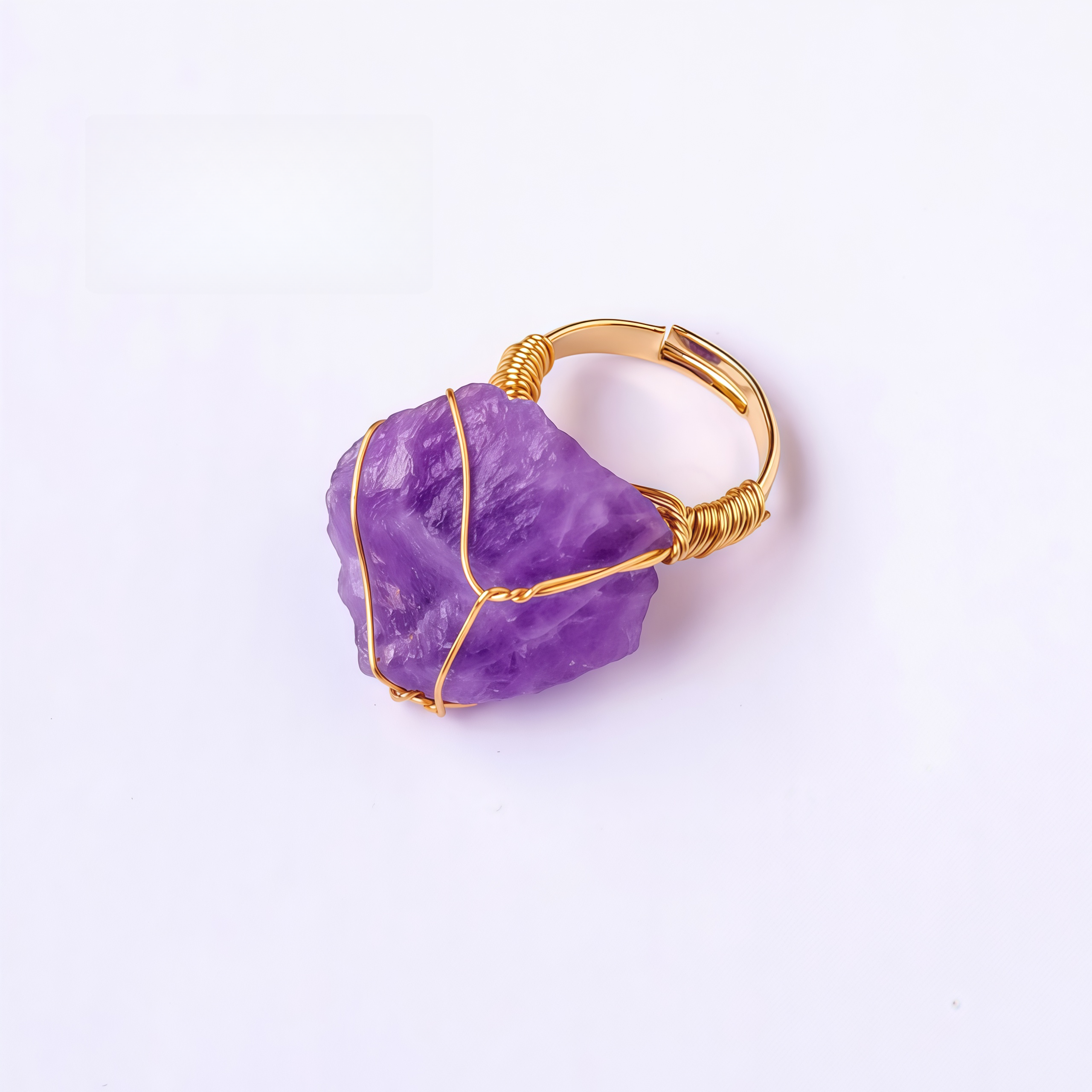 Natural Crystal Gemstone Amethyst Adjustable Ring- EclatDoré