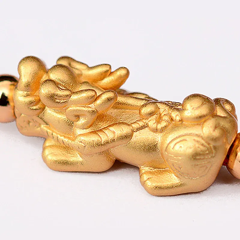 24K Gold Plated Pixiu Lucky Red String Bracelet