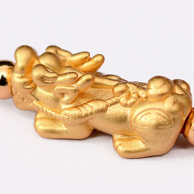 24K Gold Plated Pixiu Lucky Red String Bracelet