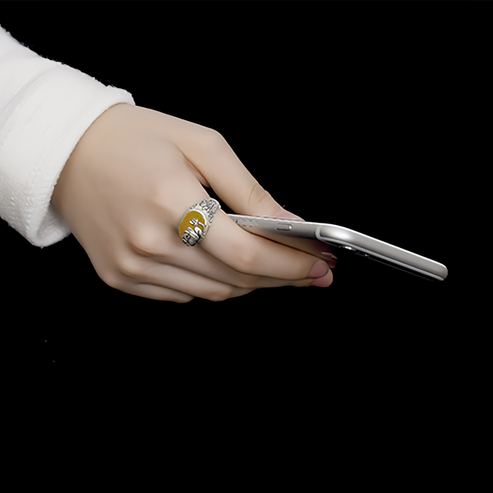 Citrine Lotus Blessing Protection Adjustable Ring