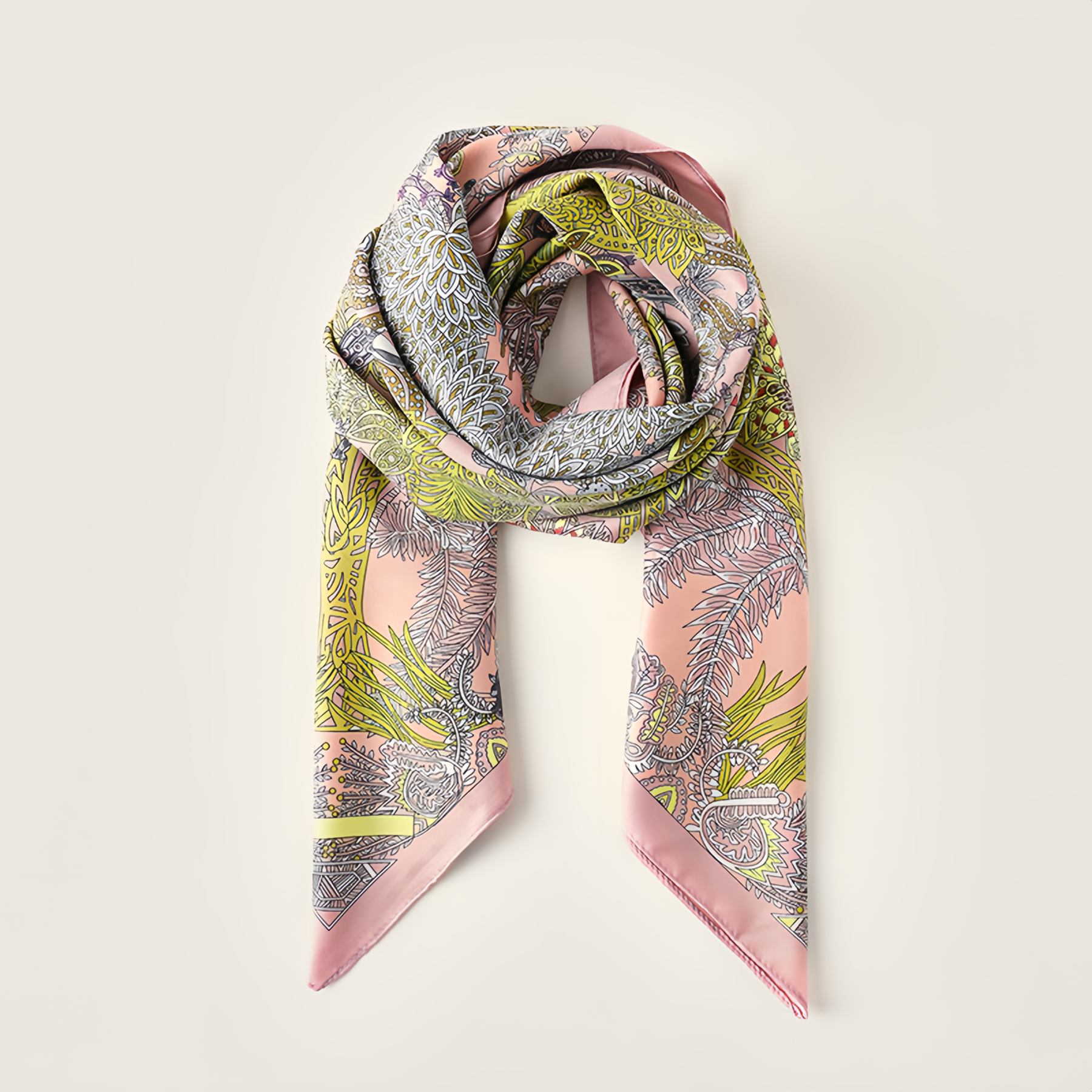 Summer Floral Print Square Scarf - French Vintage Style Chiffon Neck Tie - Breathable Women's Fashion Accessory- EclatDoré