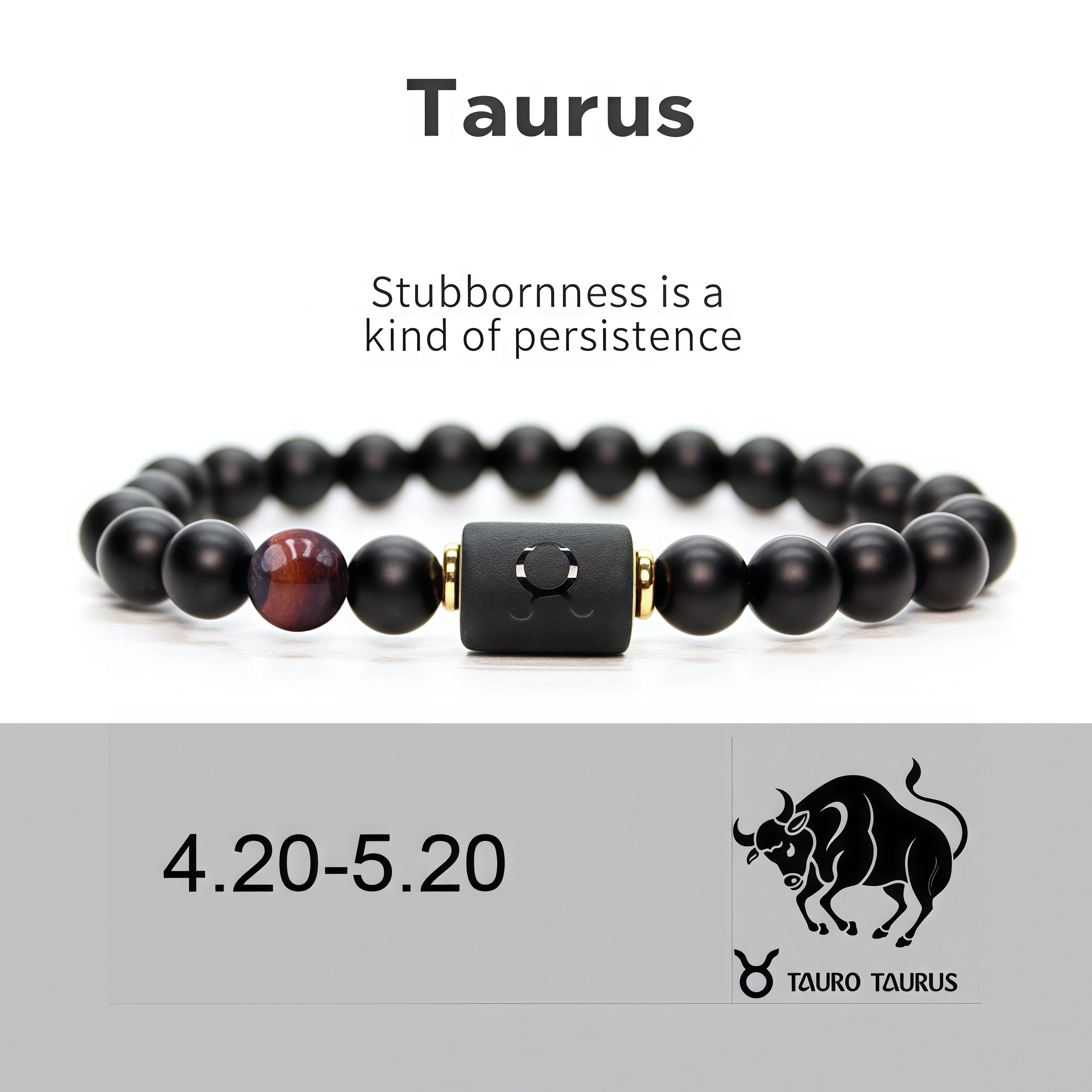 Spiritual Protection 12 Zodiac Signs Black Onyx Guardian Stone Adjustable Stretch Bracelet- EclatDoré