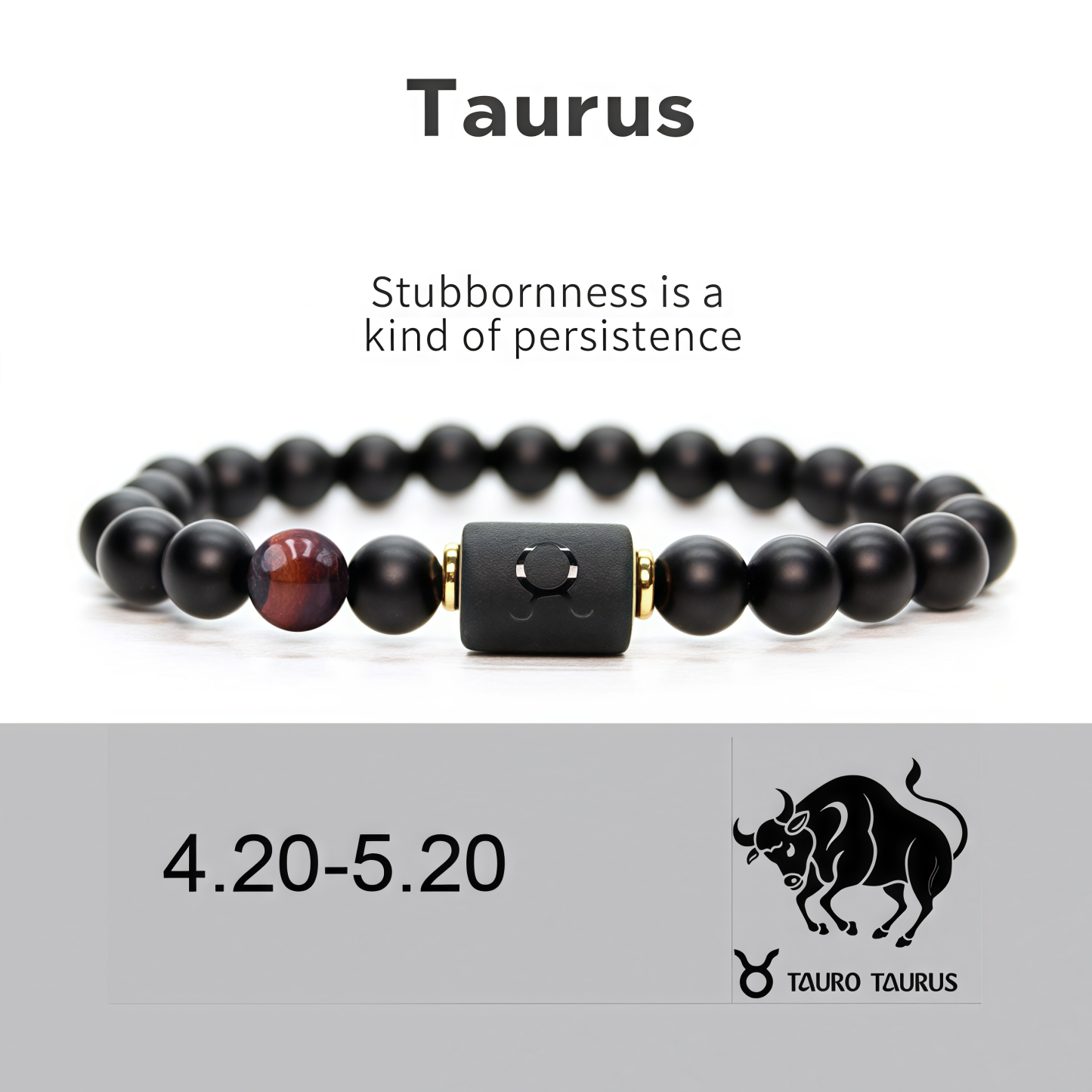 Spiritual Protection 12 Zodiac Signs Black Onyx Guardian Stone Adjustable Stretch Bracelet- EclatDoré