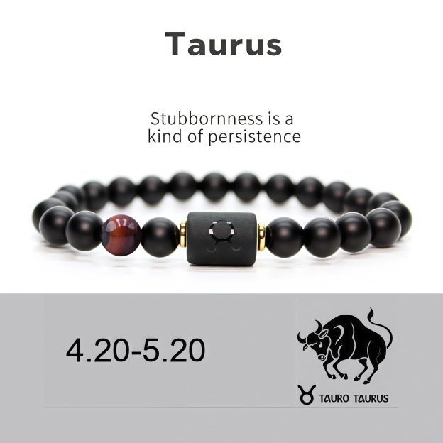 Spiritual Protection 12 Zodiac Signs Black Onyx Guardian Stone Adjustable Stretch Bracelet- EclatDoré