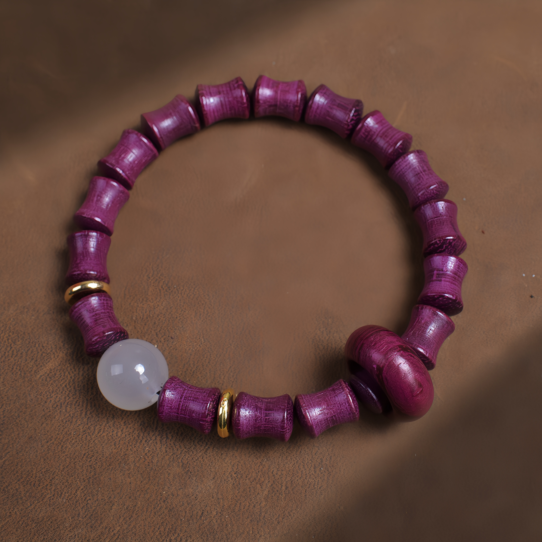 Buddha Beads Sandalwood Bamboo Node & Climbing Higher Design  Bracelet- EclatDoré