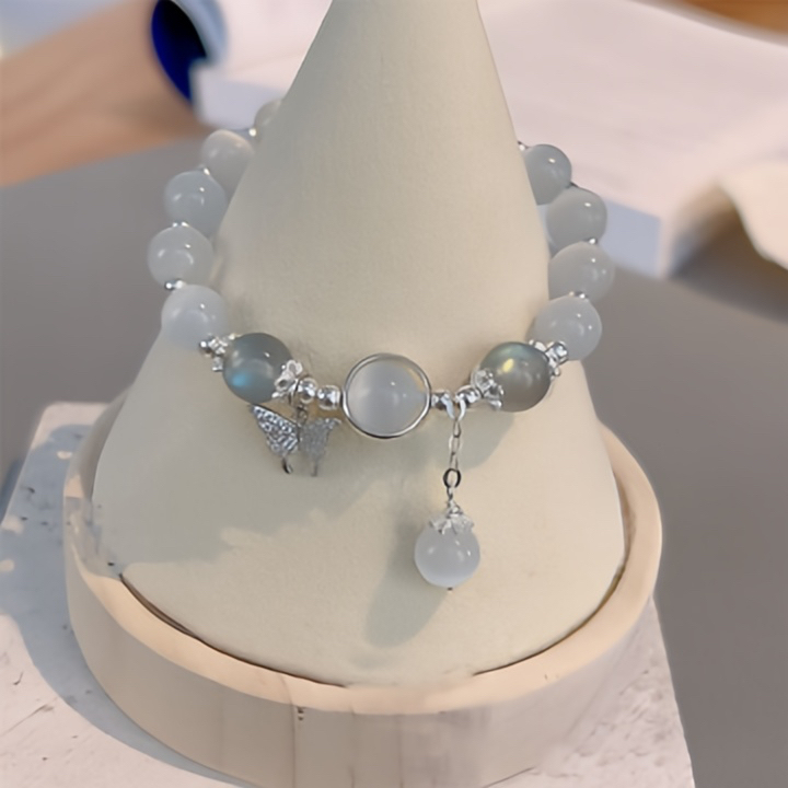 Buddha Stone "Brings Good Luck and Inner Peace" Cat's Eye Butterfly Bracelet